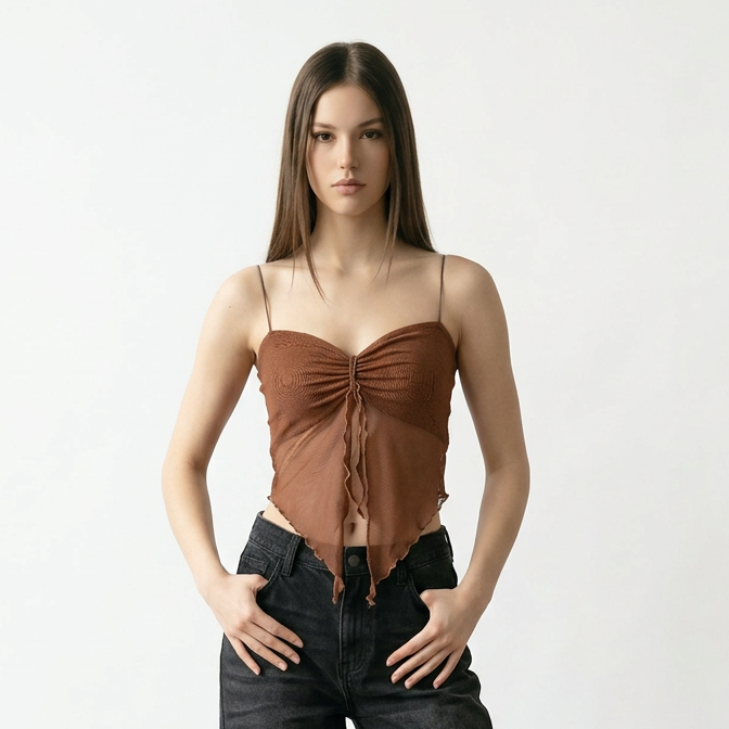Crop top strapless nudo tul