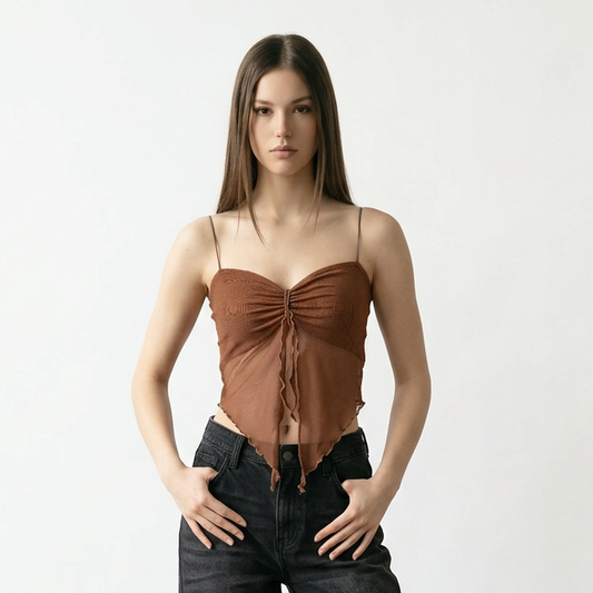 Crop top strapless nudo tul