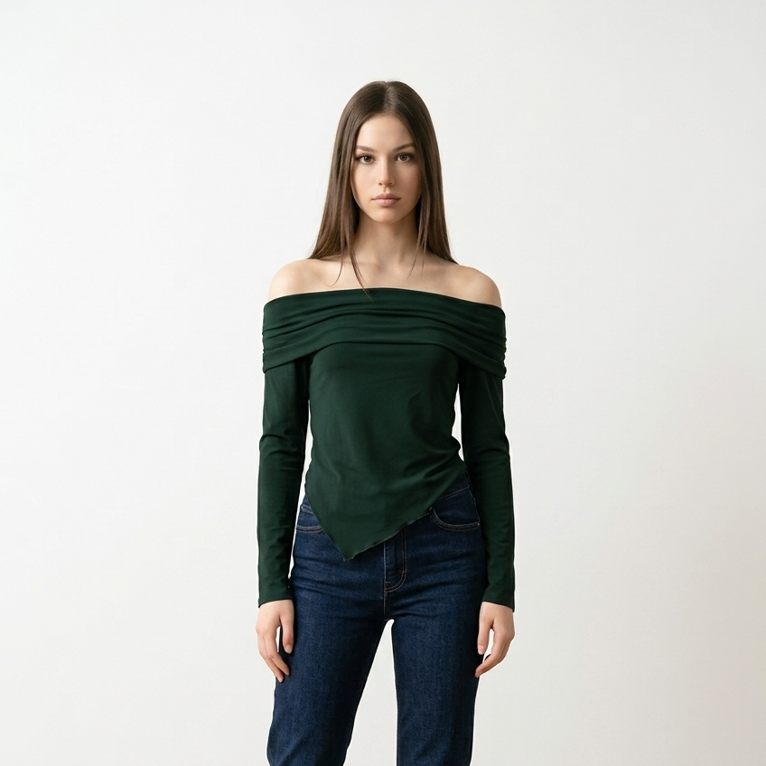 Blusa off shoulder bajo irregular