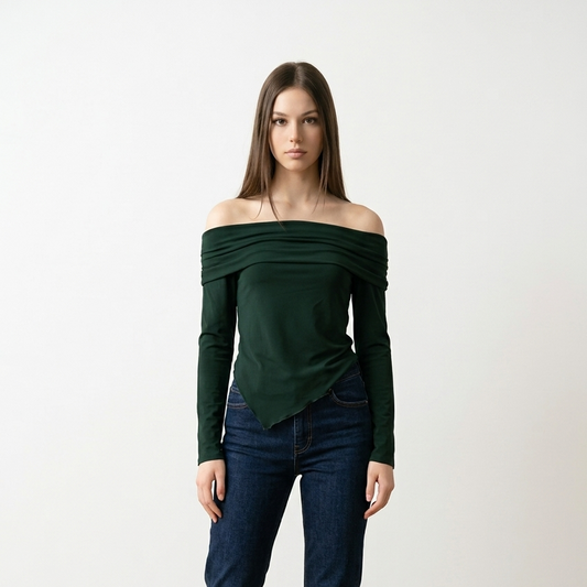 Blusa off shoulder bajo irregular
