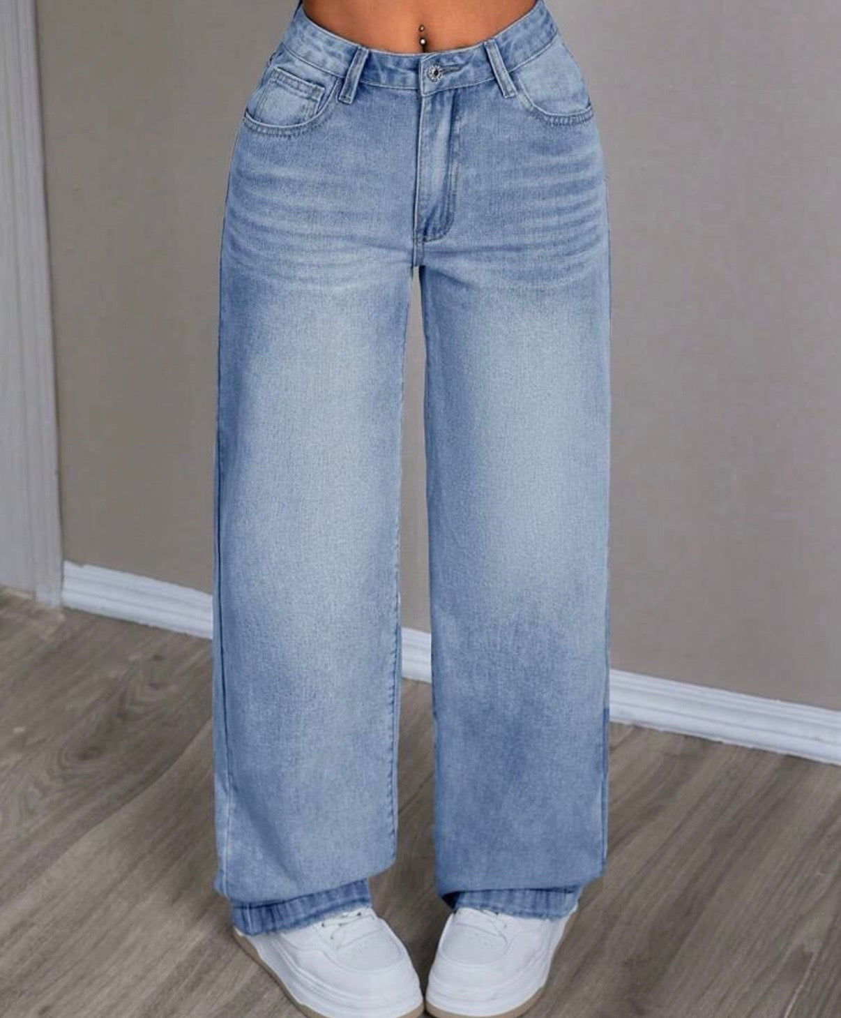 Baggy Jean tiro bajo celeste