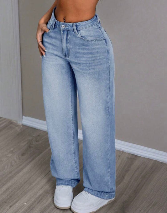 Baggy Jean tiro bajo celeste