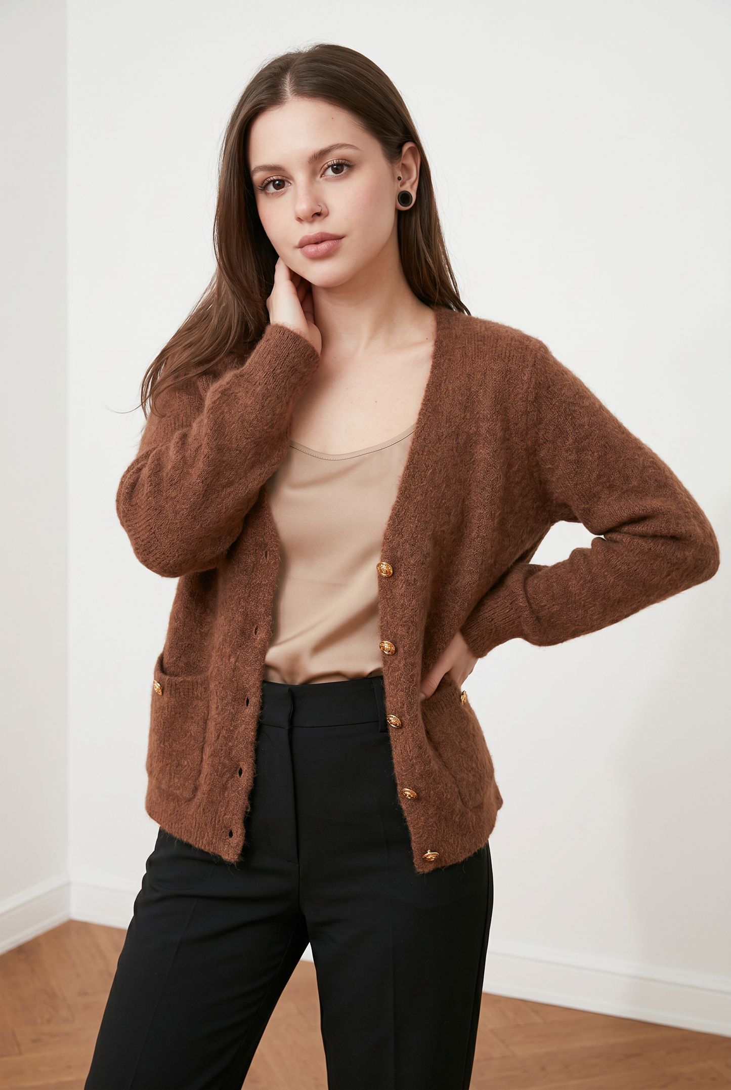Cardigan tipo angora