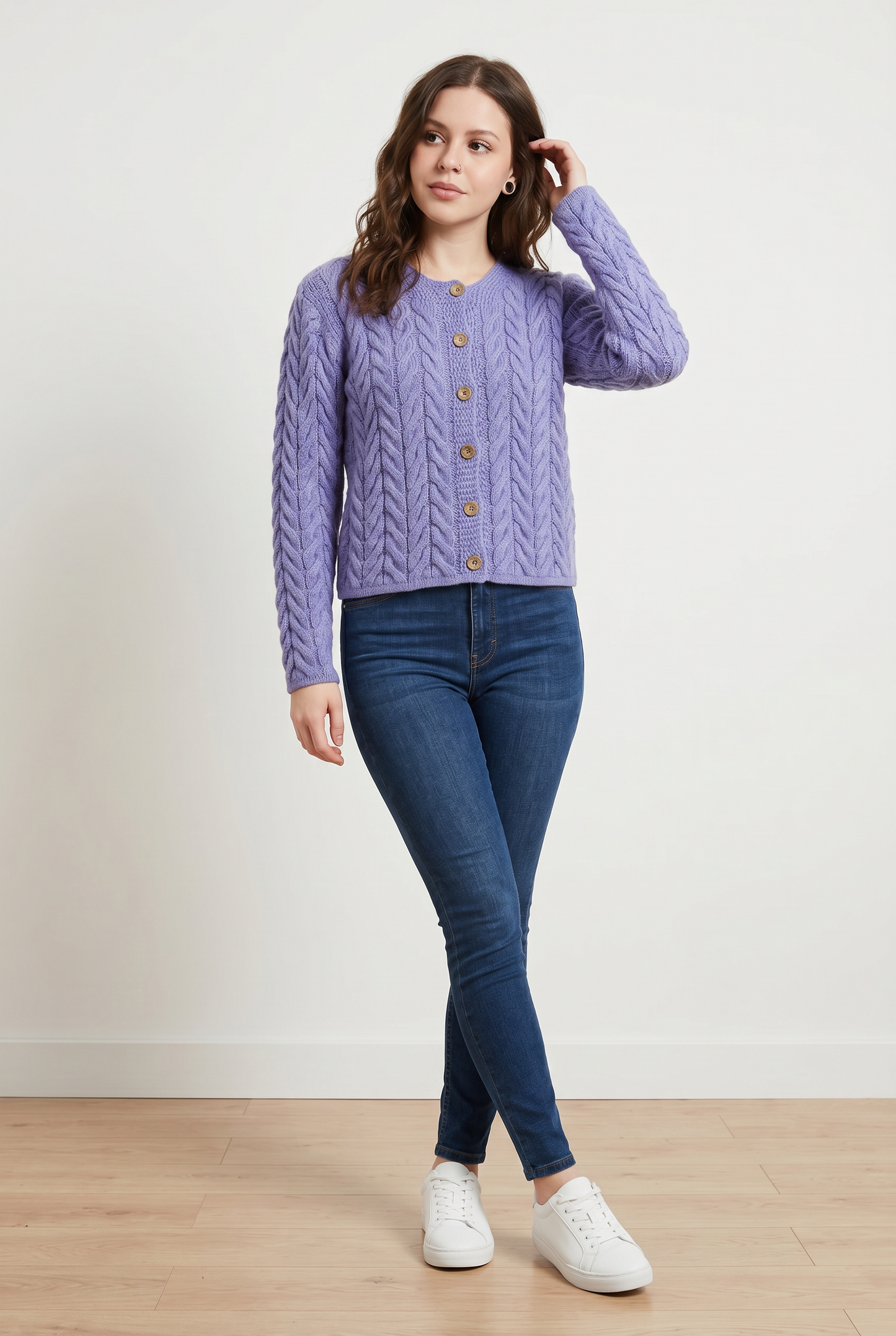 Cardigan lana tejido