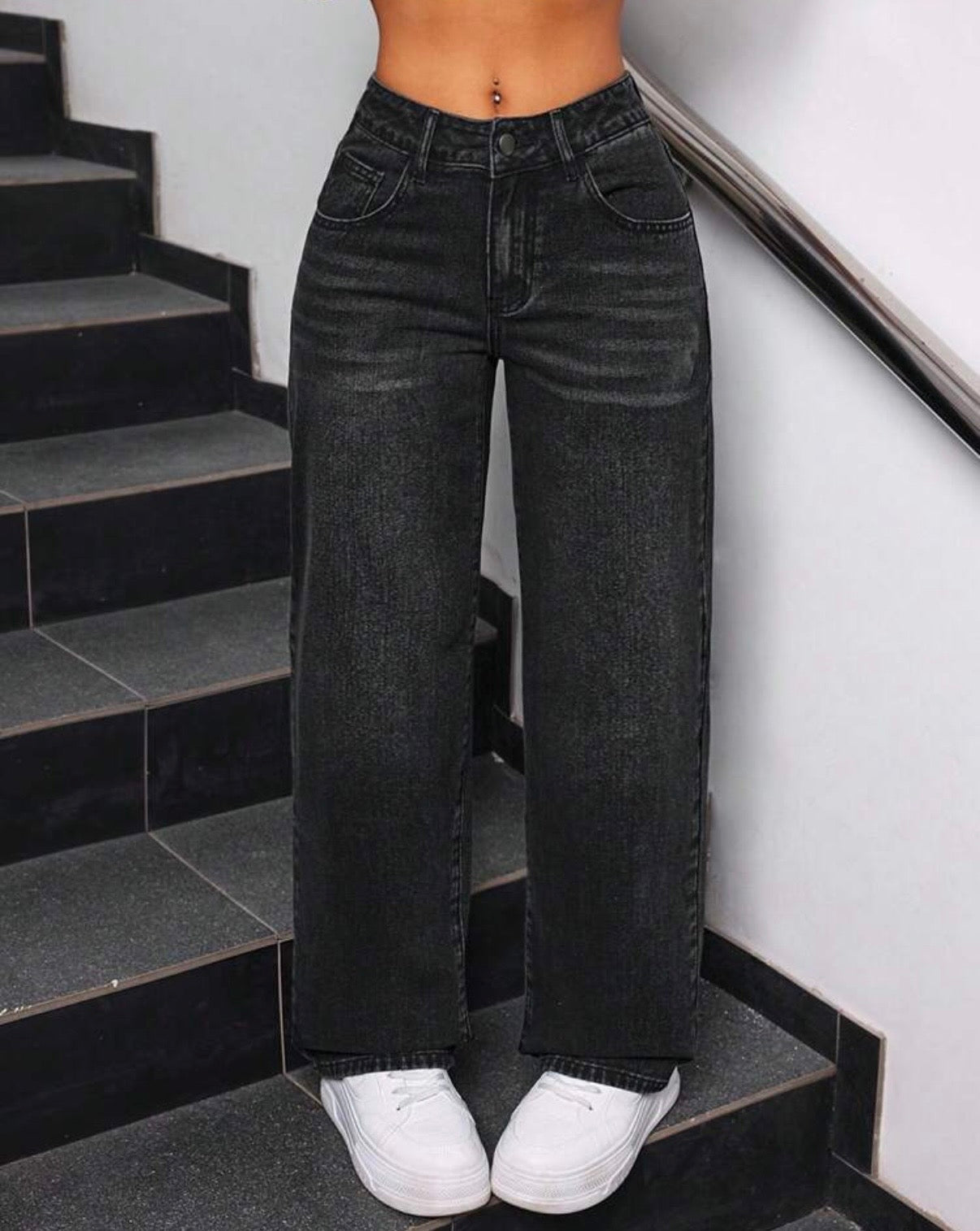 Baggy Jean tiro bajo gris