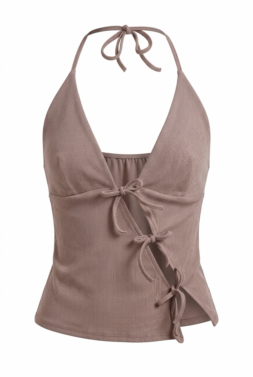 Top cut out con lazos