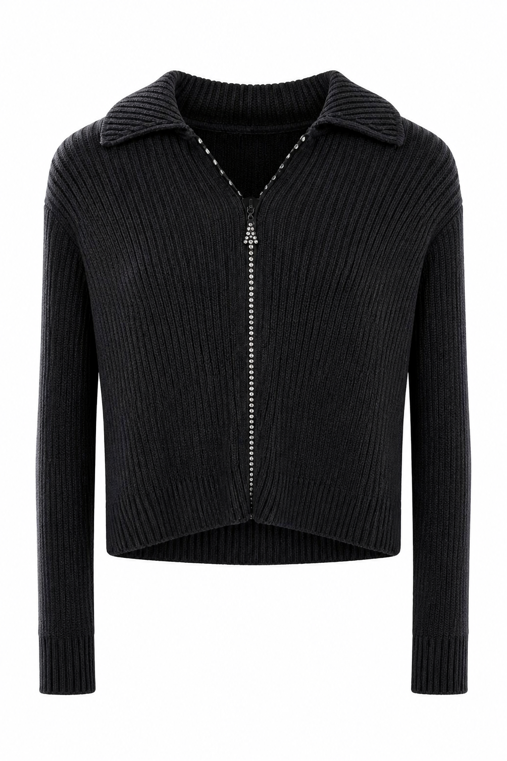 F. Cardigan con cierre con brillos
